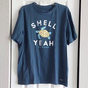 Life Is Good Dark Blue "Shell Yeah" Turtle Crusher Tee Men's Size L